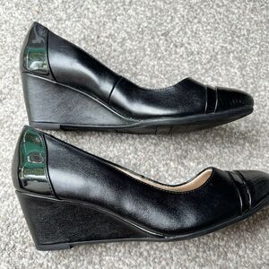 ABELLA TRUE COMFORT Womens JUBILEE WEDGE‎ Office Black Shoes SZ 6.5